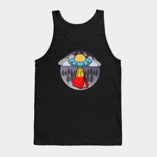 Alien Spaceship Visits Campers – Blue Red Tank Top